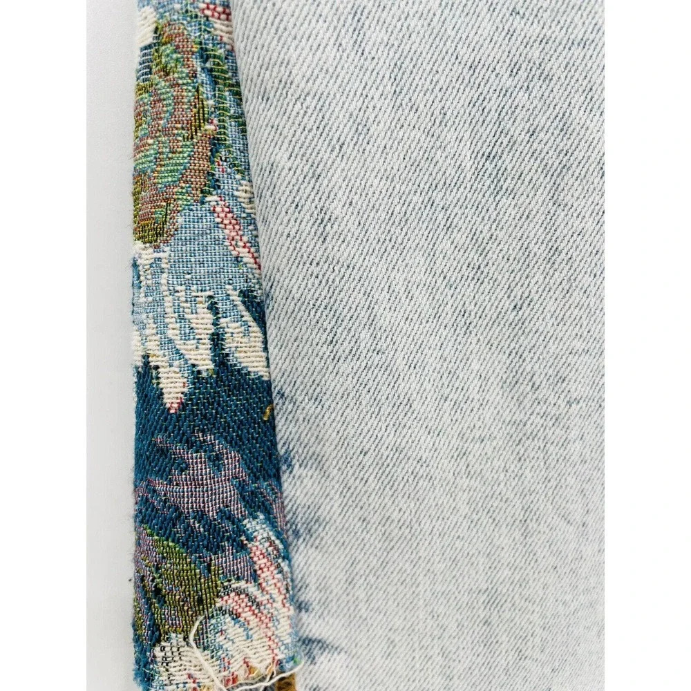 Driftwood Cropped Jeans Size 26 Indie Boho Paradise Tapestry Inserts Acid Wash - Picture 15 of 16